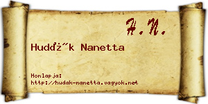 Hudák Nanetta névjegykártya